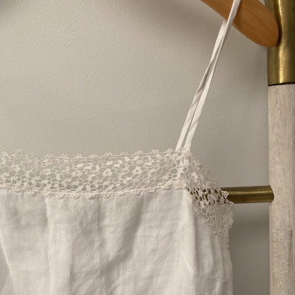 Three Dots Womens 100% Linen White Embroidered Tank Top Made in USA Size S - Picture 7 of 9